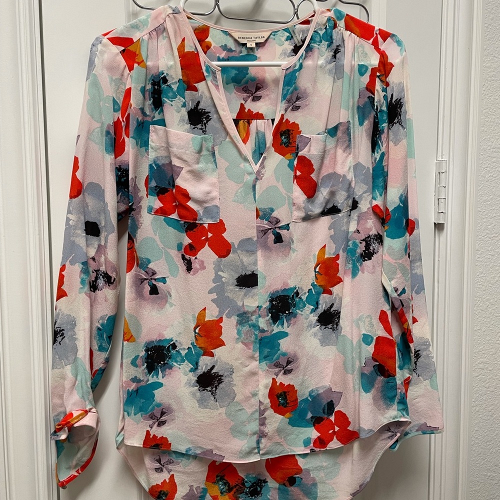 Rebecca Taylor Silk Blouse with Floral Print
